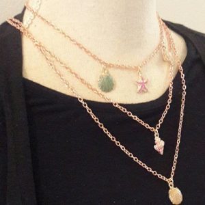 Boho rozegoud kettingset met bedels