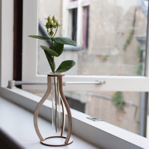 Houten reageerbuis vaas rond