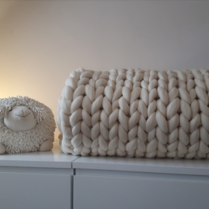 100% merino wol plaid XXL chunky knit woondeken