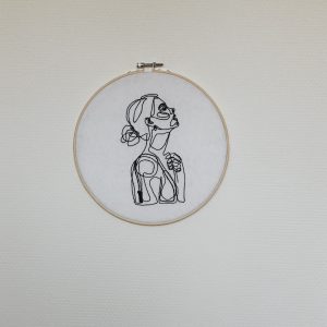 One line art with crochet thread