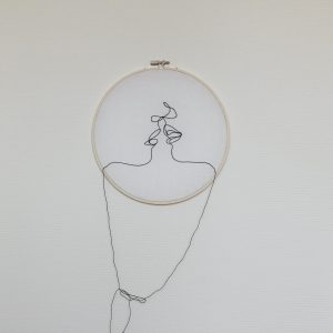 One line art with crochet thread