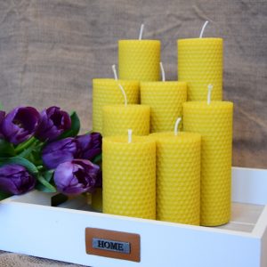 Set met 8 natuurlijke Bijenwas Kaarsen