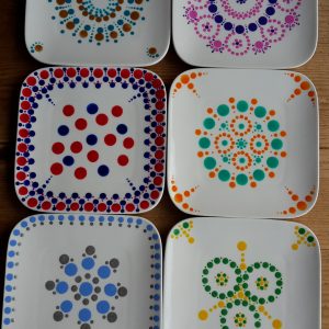 Uniek gestipt gebaksbordje, 15cm