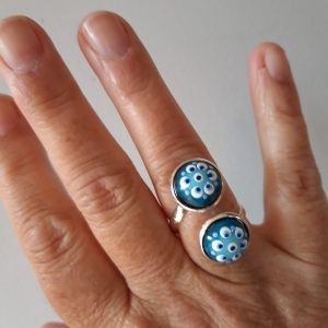 Gestipte ring en hang oorbellen
