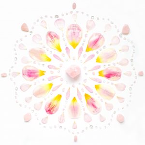 Edelsteenwenskaart rozenkwarts & tulp