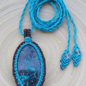 Macramé ketting Chrysocolla
