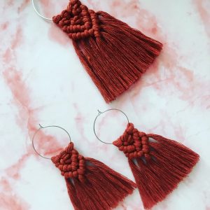 Macramé oorbellen en ketting