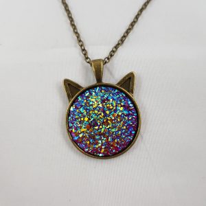 Kat ketting met druzy steen