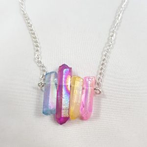 Meerkleurige kwarts kristal ketting