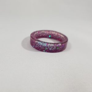 Transparante roze glitter ring