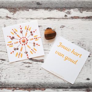 cadeaukaartjes met mandala en hart hanger van tijgeroog