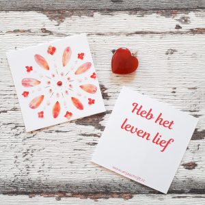 Cadeaukaartje en harthangertje heb het leven lief