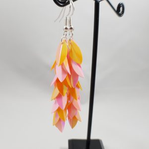 Roze en gele pailletten oorbellen