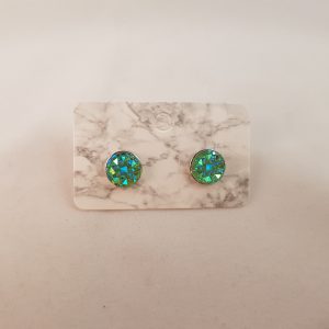 Groene ronde strass stenen oorknoppen