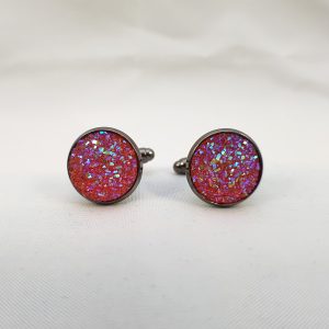 Roze glitter druzy manchetknopen