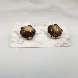 Donker bruine gouden marmer steen oorbellen