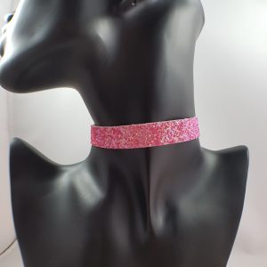 Roze holografische glitter choker