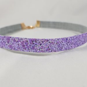 Licht paars glitter nep leren choker
