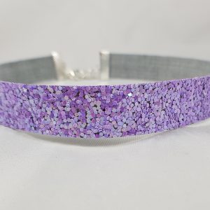 Licht paars glitter nep leren choker