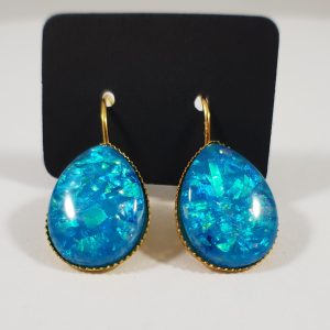Blauw goud holografische traan vorm oorbellen