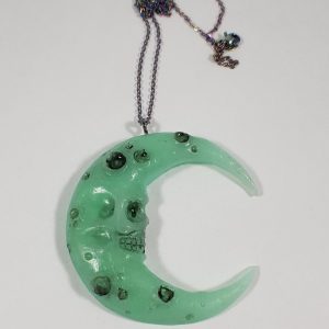 Mint groene schedel maan ketting