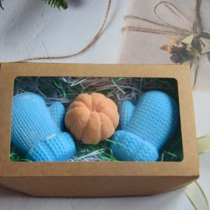 Christmas gift box "mittens and peeled tangerine"