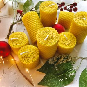 Christmas "#3" set of pure beeswax candles