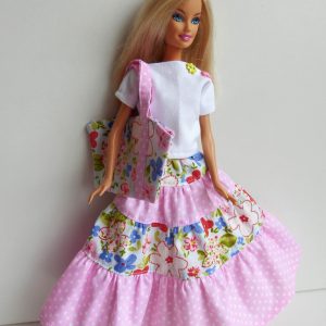 Lange zigeunerrok met t-shirt en tas voor Barbie
