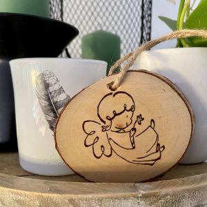 Houten kersthanger engeltje