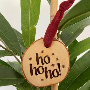 Houten kersthanger "ho ho ho"