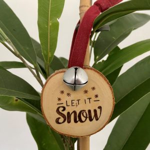 Houten kersthanger "let it snow"