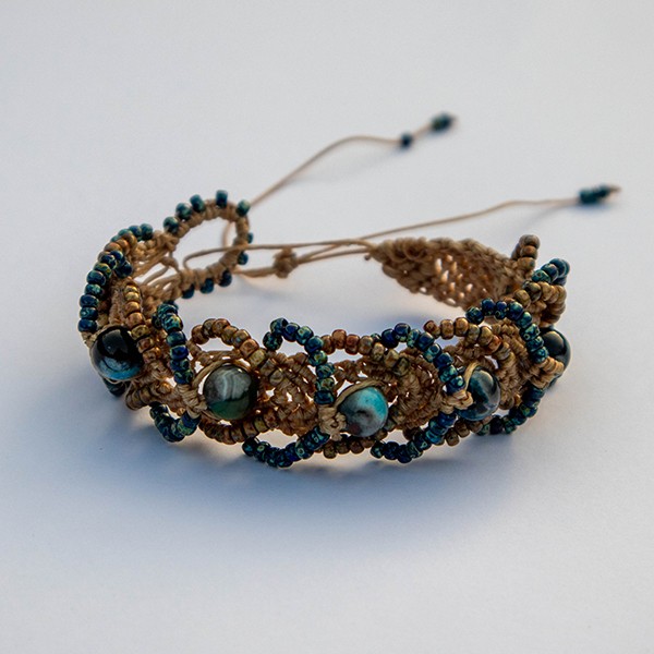 macramé armband met agaat