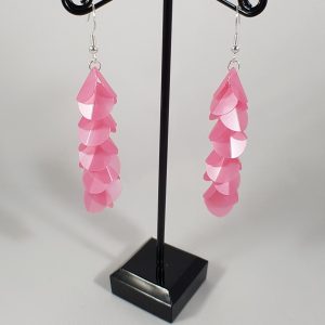 Roze pailletten hang oorbellen