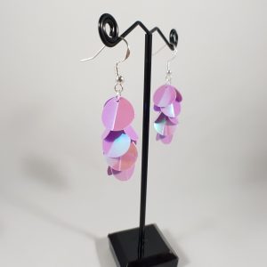 Paarse holografische pailletten hang oorbellen