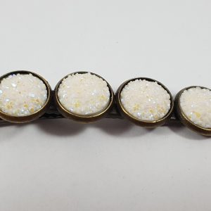 Witte glinsterende druzy haar clip