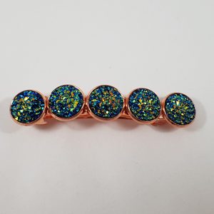 Blauwe regenboogkleurige druzy haar clip