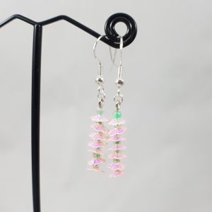 Bloemen pailletten hang oorbellen