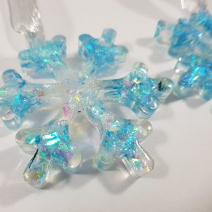 Blauwe holografische sneeuwvlokken kerst ornament set