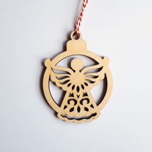 Houten engel kerst ornament