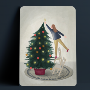 Kerstkaart grote boom