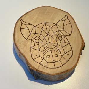 Wanddecoratie geometrisch dier "varken" op hout