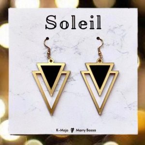 Soleil - luxe party statement oorbellen / goud - zwart