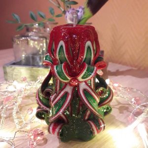 Kerstkaars rood-groen