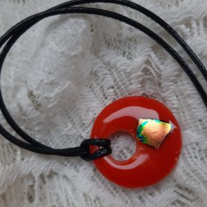 hanger glas rond oranje/goud