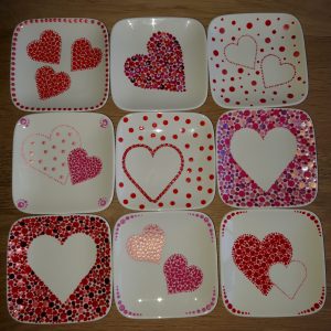 Gestipt Valentijnsbordje van 10cm