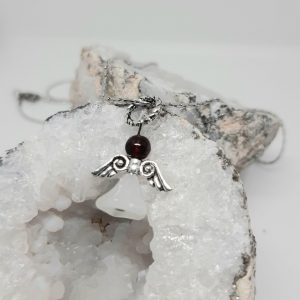 Mooie rvs ketting met granaat engeltje