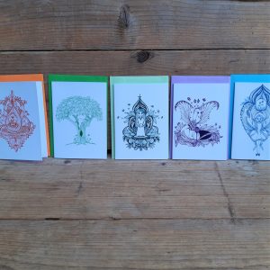 5 gevouwen wenskaarten Innerlijk kind