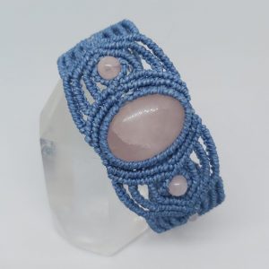 Macramé armband Rozenkwarts