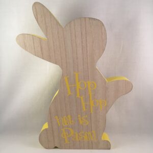 Decoratie tekstbord (hout) voor Pasen konijn/paashaas (optie 2)