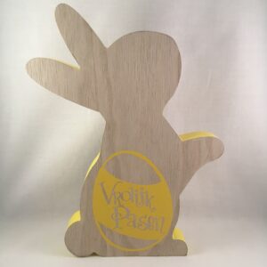 Decoratie tekstbord (hout) voor Pasen konijn/paashaas